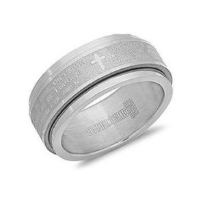 Stainless Steel Lord’s Prayer Spinner Ring